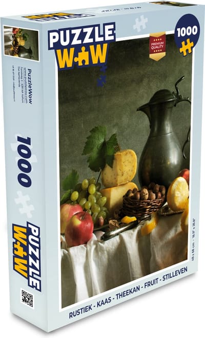 Puzzel Rustiek - Kaas - Theekan - Fruit - Stilleven - Legpuzzel - Puzzel 1000 stukjes volwassenen
