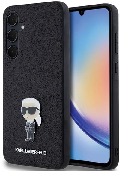 Karl Lagerfeld Glitter Serie - Zwart Telefoonhoesje voor Samsung Galaxy A35 - Elegant Ontwerp - Glanseffect