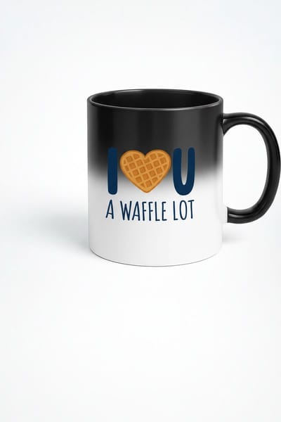 Warmtegevoelige Magische Mok 'I  U A WAFFLE LOT' met Wafel Hart Design