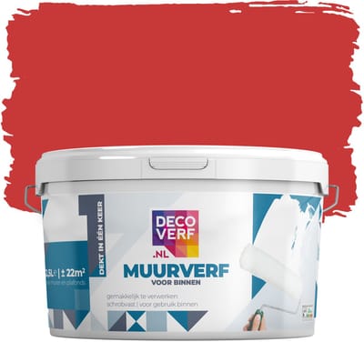 Decoverf muurverf mat vurigrood, 2.5L
