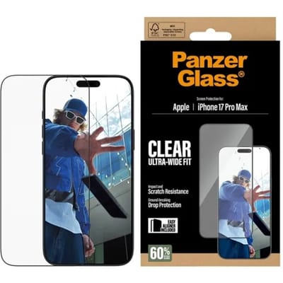 PanzerGlass Screenprotector geschikt voor Apple iPhone 17 Pro Max Glazen | PanzerGlass Ultra-Wide Fit Screenprotector - Case Friendly
