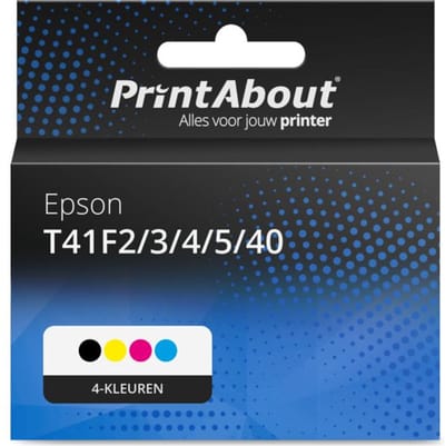 PrintAbout huismerk Inktcartridge T41F2/3/4/5/40 4-kleuren Multipack Hoge capaciteit Geschikt voor Epson