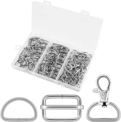 70 Stuks Metalen Draaihaak Carabiners met D-Ringen en Triglide Slide Buckles voor Sleutelhangers, Tassen, Rugzakken en Doe-Het-Zelf Naaiprojecten