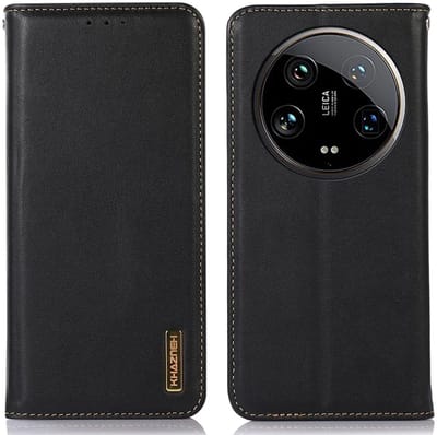 KHAZNEH Hoesje Geschikt voor Xiaomi 14 Ultra | RFID Bescherming | Portemonnee Book Case | Wallet Case | Echt Leer | Standaard | Zwart