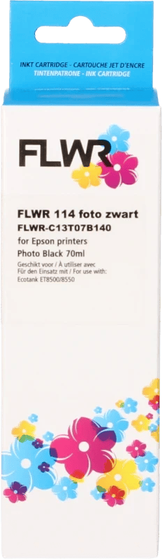 FLWR Epson 114 Inktfles foto zwart (Huismerk (compatible))