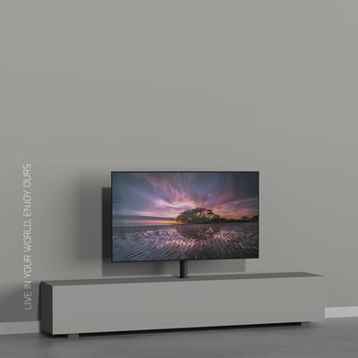 Cavus Mount 80B - Tv Meubel Inbouw Set - Ø 60 mm Kolom trendy Zwart Staal & VESA 600x400 Montageplaat