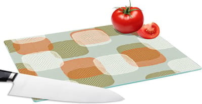 Glazen Snijplank - 28x20 - Retro - Patroon - Pastel - Snijplanken Glas