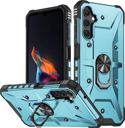 Coverup Hoesje - Geschikt voor Samsung Galaxy A14 Hoesje - Coverup Heavy Duty Ring Kickstand Back Cover - Lichtblauw