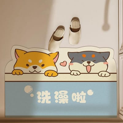 Cartoon Diatomeeënaarde Mat Badkamer Absorberend Sneldrogend Antislip Mat Toilet Deur Tapijt Toilet Wasloze Voetmat 40 * 60cm