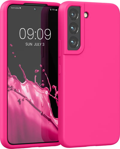kwmobile telefoonhoesje geschikt voor Samsung Galaxy S22 - Hoesje met siliconen coating - Smartphone case in neon roze