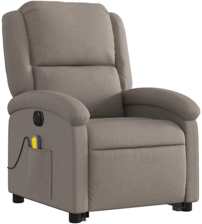 Massagestoel - Relaxfauteuil - Zetel - Sta op stoel elektrisch - Stof - 1 persoons - Met armleuning - Zeer comfortabel - Elektrisch - Taupe