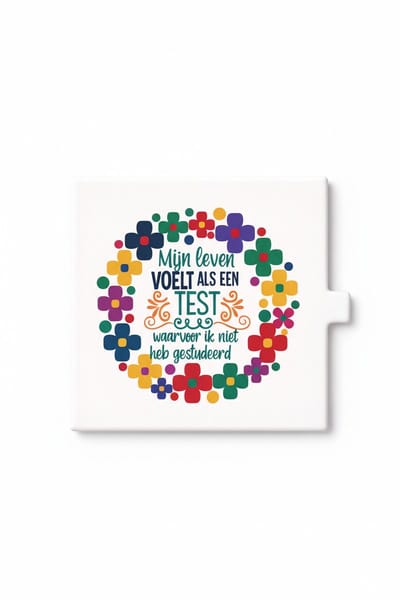 Grappige “Mijn Leven Voelt Als Een Test Waar Ik Niet Voor Heb Gestudeerd” Keramische Tegel – Kleurrijke Quote Wanddecoratie – Humor Cadeau Tegel