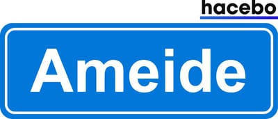 Hacebo - Plaatsnaam Sticker - 29x10 CM - Ameide sticker - Verkeersborden sticker - grappige cadeaus - Ameide
