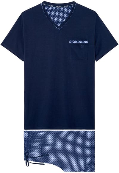 HOM - Hampton Pyjama set korte mouw/korte broek - Navy Print - mannen - S