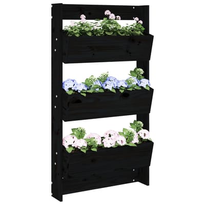 vidaXL - Plantenbak - wandmontage - 3-laags - 60x18,5x110 - cm - grenenhout - zwart