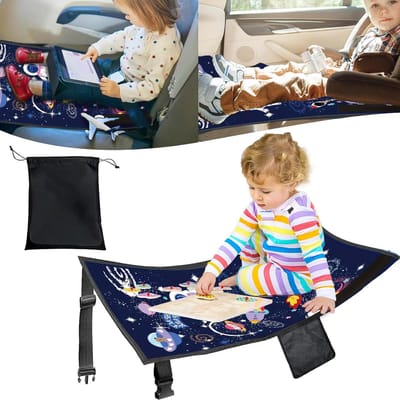 Kinder Voetensteun - Vliegtuig Reisbed - Comfortabel Reizen - Opvouwbaar Ontwerp - 77 x 44 cm - Blauw