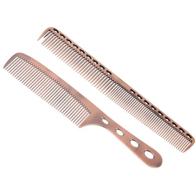 2 stuks salon haar kam met schaal professionele kapper kappersruimte aluminium kam metalen haar knip kam rosé gouden kleur