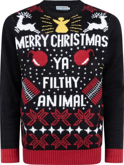 Foute Kersttrui Dames & Heren - Christmas Sweater "Merry Christmas, Ya Filthy Animal" - Mannen Maat S