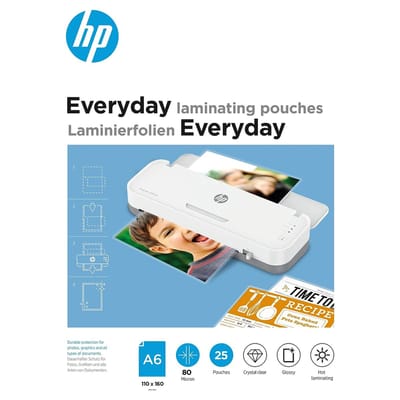 HP 9156 Everyday Lamineerfolies A6 - Lamineerhoezen voor Warm Lamineren - Transparant - 80 Micron - 25 Stuks