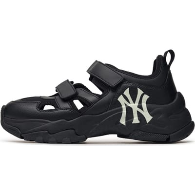 MLB New York Yankees Cuir Synthétique Polyester Mary Jane Chaussures Décontractées Durables Basse Top Unisex Baskets Noir 3ASDCH143-50BKS 44 black