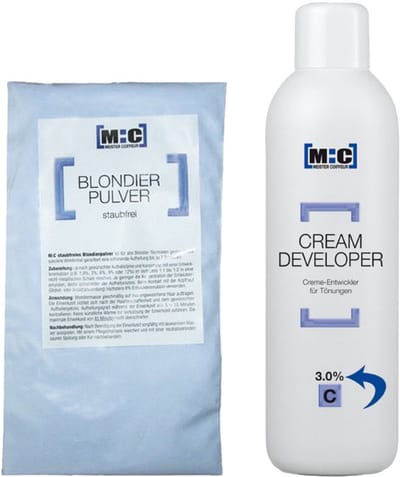 M:C Blondeerpoeder in zak blauw 500gr + Ontwikkelaar 3.0% 1000ml