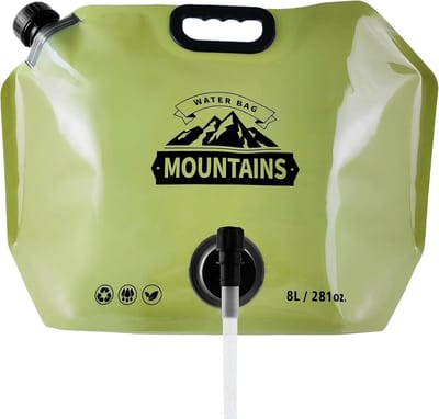 Waterzak Opvouwbaar - Drinkzak Kraan - Kamperen Buiten - Lekvrije 8 Liter - Compact Opvouwbaar - Legergroen
