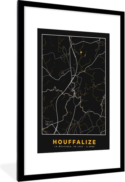 Fotolijst incl. Poster - Houffalize - Goud - Stadskaart - Plattegrond - Kaart - 60x90 cm - Posterlijst