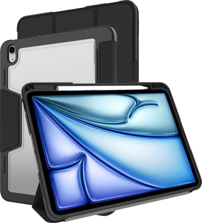 Just in Case tablet Hoes geschikt voor iPad Air 11 (M4 2026 / M3 2025 / M2 2024) - Military Grade TriFold Bookcase - Zwart
