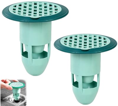 2 stuks-Geurwerende vloerafvoer - afdekking voor vloerafvoer - geurwerend middel voor vloerafvoer - afvoerstop - badkameraccessoires - geschikt voor badkamers-toiletten en keukenspoelbakken - groen - 7,5*7,5*8,5 cm - 4 cm diameter