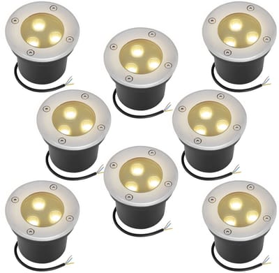 8 Stuks Grondspots voor buiten 3W - IP65 Waterdicht - 300 Lumen - warm wit - Tuinspots en inbouwspots buiten voor in de grond - Rond