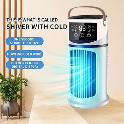 Nieuwe bevochtigende mist elektrische ventilatorkoeler draagbare USB-desktopventilator met kleurrijke LED-lampjes, kan worden gevoed via USB voor thuis- en kantoorgebruik, draagbare airconditioner, kantoorkoeling