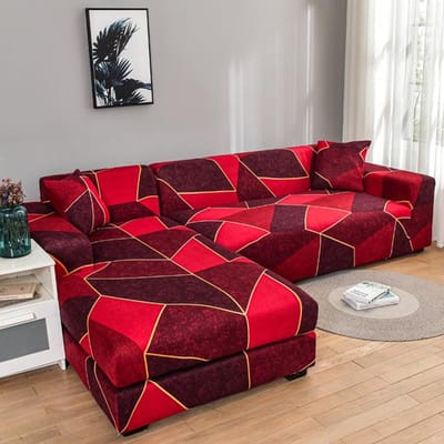 Bloemen Bankhoes L-vormige Bankhoezen Voor Woonkamer Bankbeschermer Stofdicht Elastische Stretch Hoezen Voor Hoekbankhoes 2-Seat 145-185cm 1PC