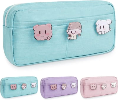 Grote etui voor school en kantoor, uitbreidbare en multifunctionele pen tas met 3 broches voor studenten en volwassenen