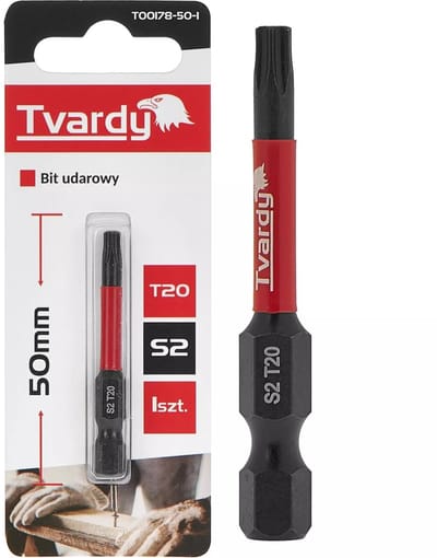 Tvardy Impact bit T20 - 50mm - S2 staal - Magnetische tip - Voor Torx schroeven