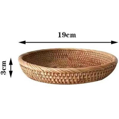 Panier à fruits en rotin véritable fait à la main, panier à pain, plateau de rangement de collations et d'articles divers, plateau à fruits brown