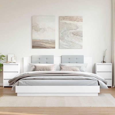 vidaXL - Nachtkastjes - 2 - st - 40x35x62,5 - cm - bewerkt - hout - wit