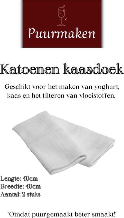 Puurmaken kaasdoeken 40x40cm 2 stuks | filteren van vloeistoffen| Kaas maken