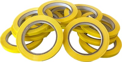 Kortpack - PVC-Tape 9mm breed x 66mtr lang - Geel - 16 rollen - Kerndiameter: 76mm - Verpakkingstape - Tape voor Zakkensluiter - (020.0017)