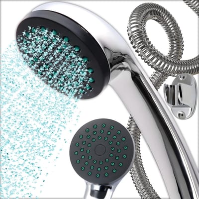 Dailygoods- Douchekop Hoge Druk - Handdouche met Slang - Douchekop met Houder - Roestvrij Staal - Energiezuinig - 19 x 7 cm