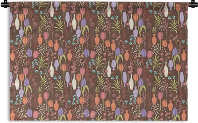 Wandkleed - Wanddoek - Bloemen - Vaas - Patronen - 180x120 cm - Wandtapijt