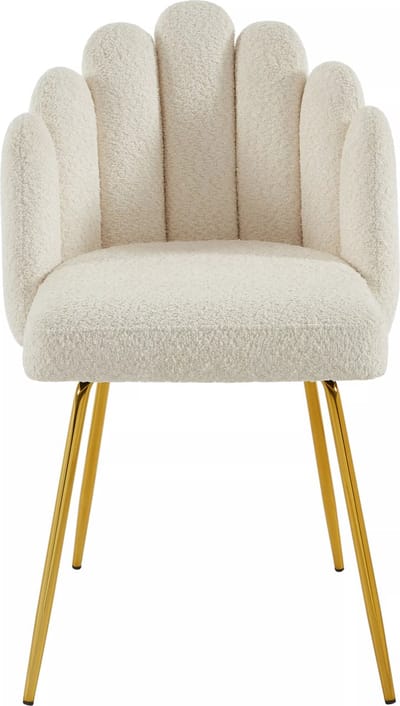 Vente-unique Set van 6 stoelen van boucléstof en goudkleurig metaal - Crèmewit - ALTINAM
