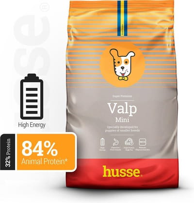 Husse Valp Mini - Puppyvoer Droogvoer, Puppy Voer, Hondenvoer Droog, Hondenbrokken Junior - 3 x 7 kg