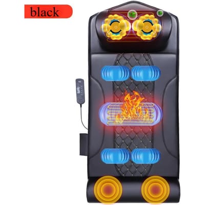 Elektrische Full Body Massagemat Met Warmte Vibratiemassage Nek Kneedmassageapparaat Airbag Rug Taille Tractie Massagematras UK zwart