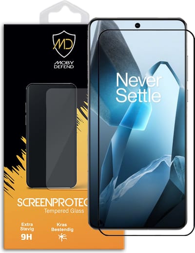 MobyDefend Screenprotector - Geschikt voor OnePlus 13 - Screensaver Met Zwarte Randen - Gehard Glas
