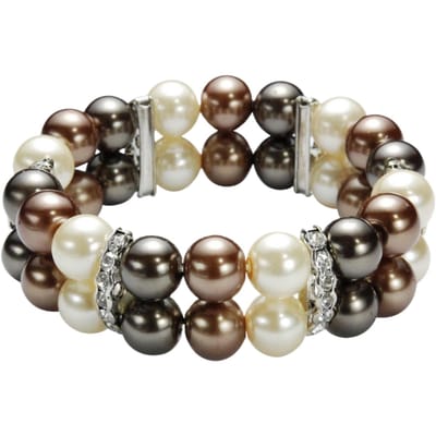 Behave - Bruine parel armband dames - Brede rekarmband 2 cm - Klassiek elegant sieraad - Cadeau voor haar