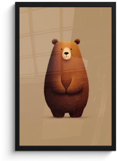 Poster in lijst - Fotolijst 40x60 cm - Posters - Beer - Minimalistisch - Bruin - Posterlijst zwart - Decoratie - Wanddecoratie woonkamer - Muurdecoratie slaapkamer