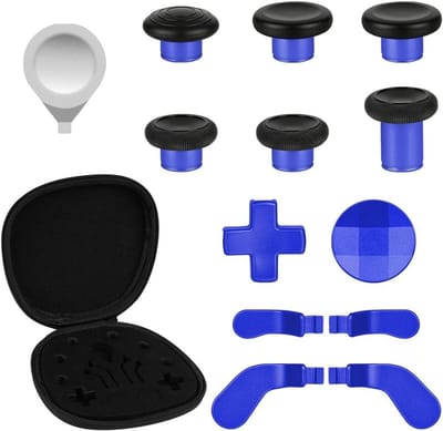 Metalen thumbsticks en analoge joysticks met coating voor Xbox One Elite en Elite Series 2 controllers - Blauwe stok en zwarte dop voor betere controle en precisie