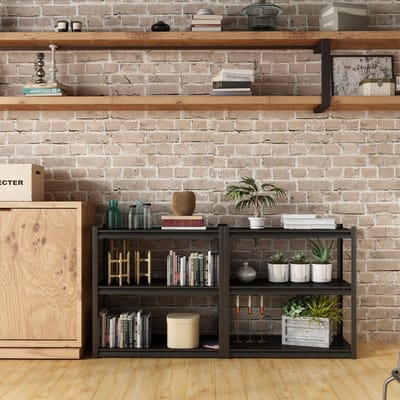 Keukenkast Austrheim open kast 183x90x40 cm zwart en zilverkleurig