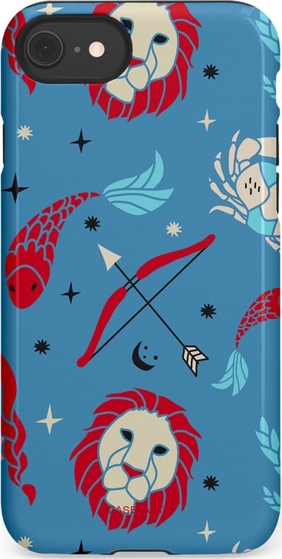 Casetastic hoesje geschikt voor Apple iPhone SE / Apple iPhone 7 / Apple iPhone 8 - Dubbellaagse bescherming - Zodiac in verbinding - Fashion Case - Petrol Bordeaux Grijs