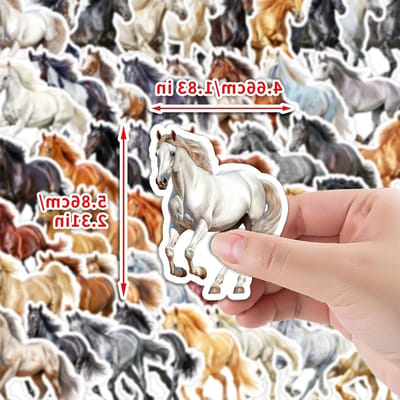 50 Pcs Watercolor Paard Stickers voor Laptop, Motor, Skateboard, Fiets en Rugzak - Dieren Stickers voor Kinderen en Tieners